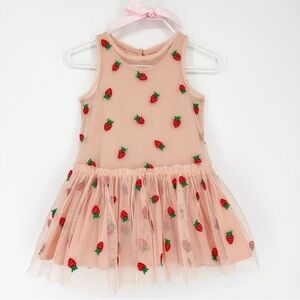Stella McCartney Designer Strawberry Embroidered Pink Tulle Dress